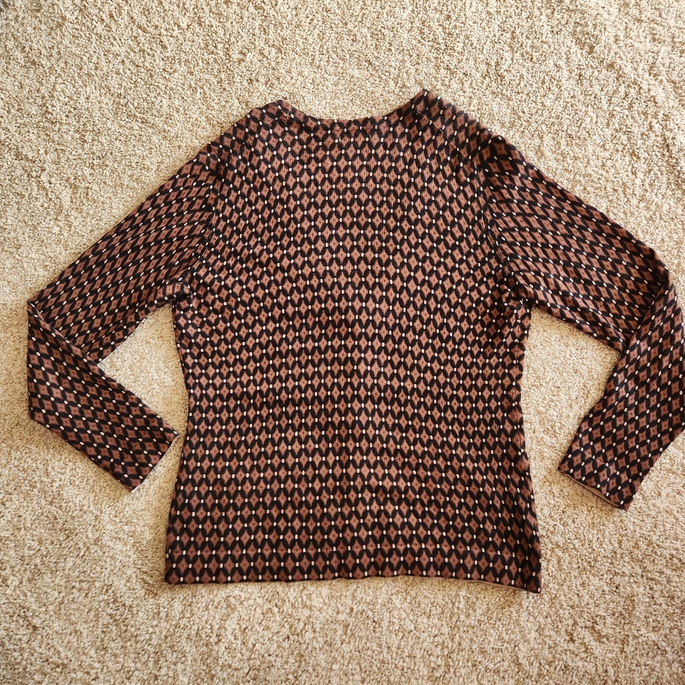 NWT Charter Club Cardigan Size Medium Petite Colors Brown Black & Tan - Picture 6 of 7